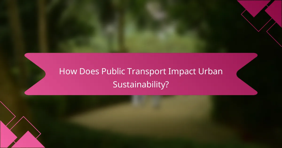 How Does Public Transport Impact Urban Sustainability?