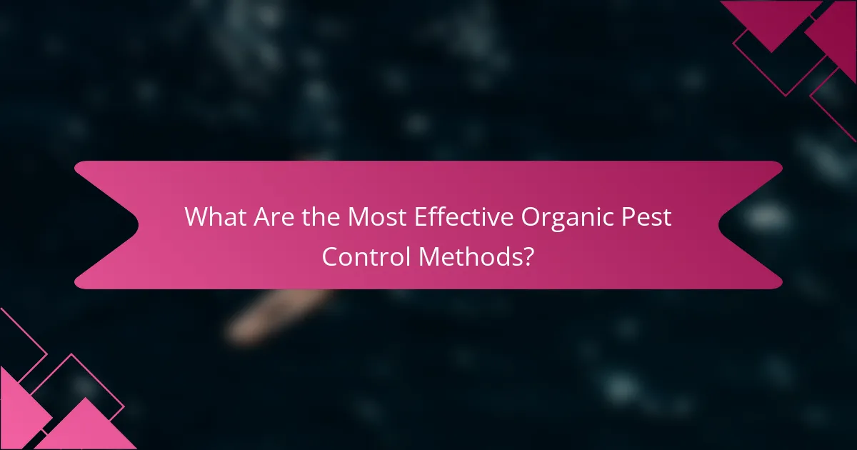 What Are the Most Effective Organic Pest Control Methods?