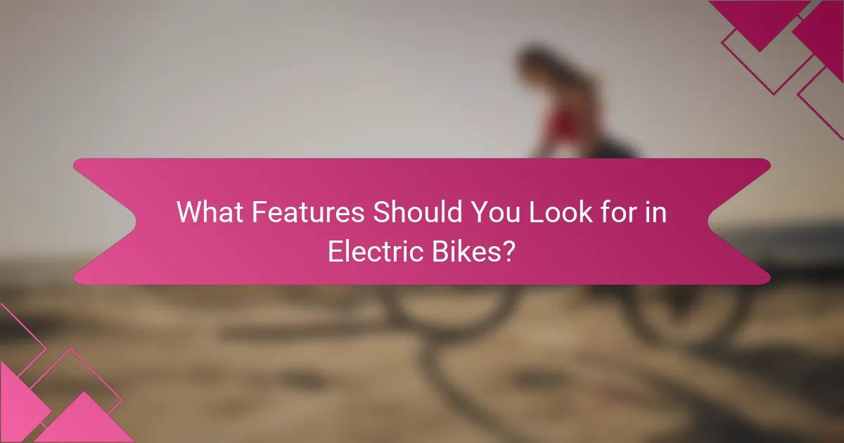 What Features Should You Look for in Electric Bikes?